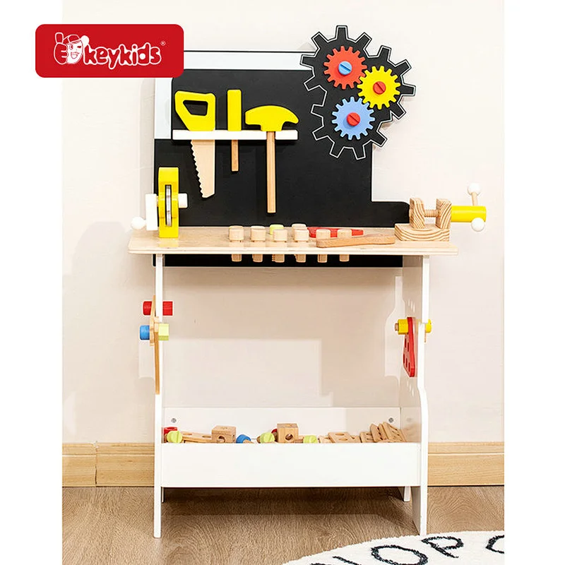 Customize preschool pretend play wooden toy workbench for kids toddlers W03D248