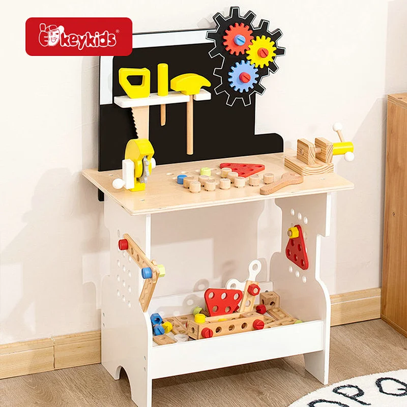 Customize preschool pretend play wooden toy workbench for kids toddlers W03D248