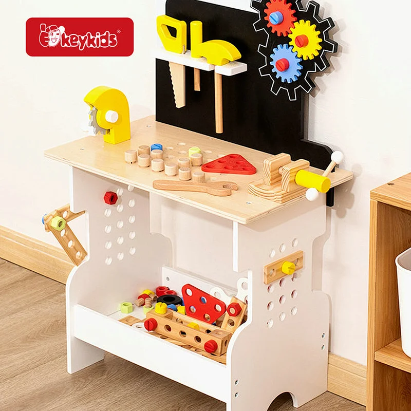 Customize preschool pretend play wooden toy workbench for kids toddlers W03D248